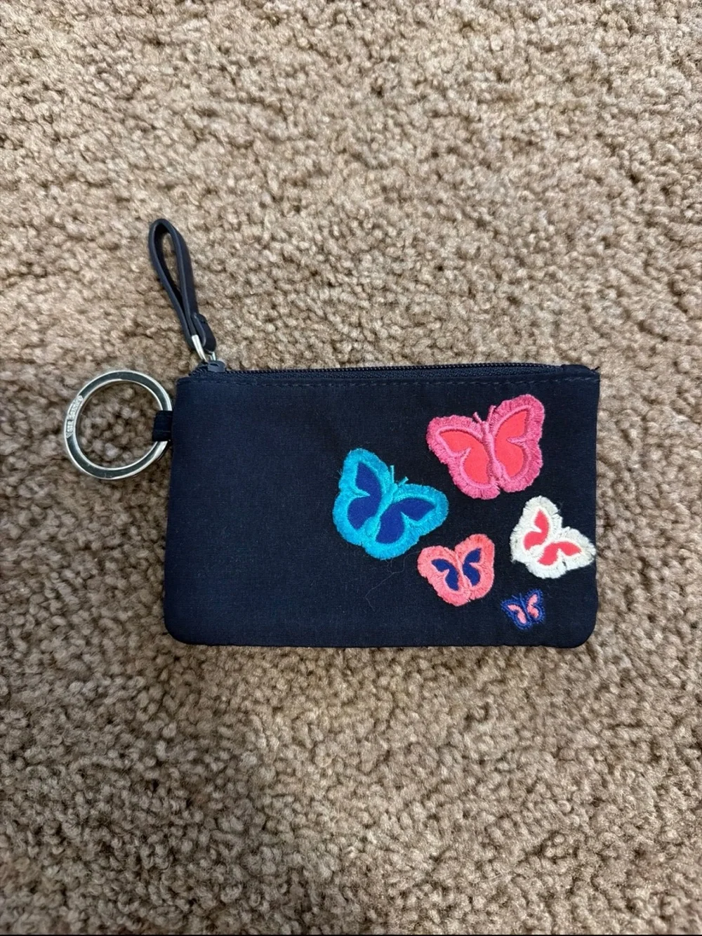 Very Bradley Iconic RFID Wallet Blue Butterflies Keyring